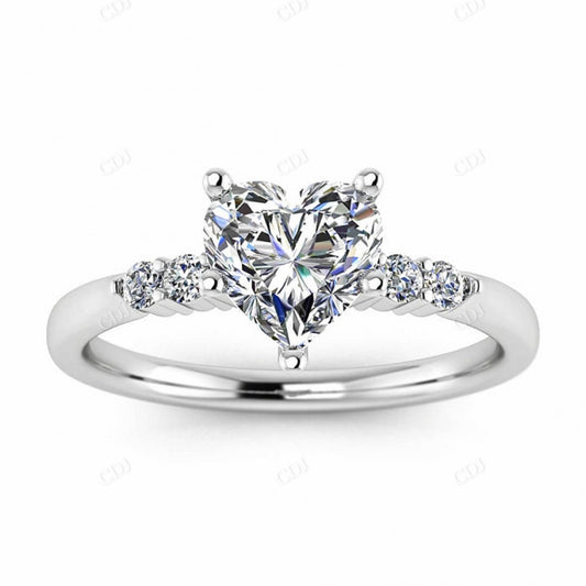 White Gold Delicate Heart Shaped Moissanite Shared Prongs Ring  customdiamjewel 10KT White Gold VVS-EF