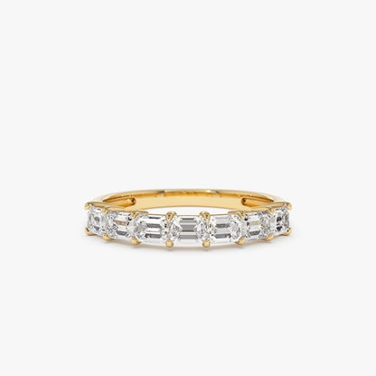 0.75CTW Baguette Cut Natural Diamond Half Eternity Wedding Band  customdiamjewel 10 KT Solid Gold Yellow Gold VVS-EF