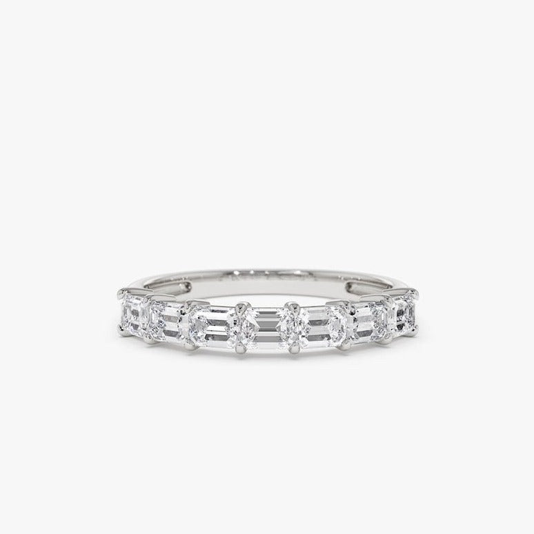 0.75CTW Baguette Cut Natural Diamond Half Eternity Wedding Band  customdiamjewel 10 KT Solid Gold White Gold VVS-EF