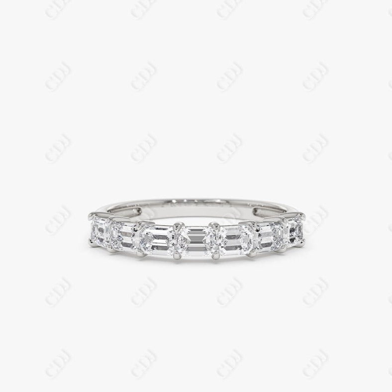 0.75CTW Lab Grown Emerald Cut Diamond Wedding Band  customdiamjewel Sterling Silver White Gold VVS-EF