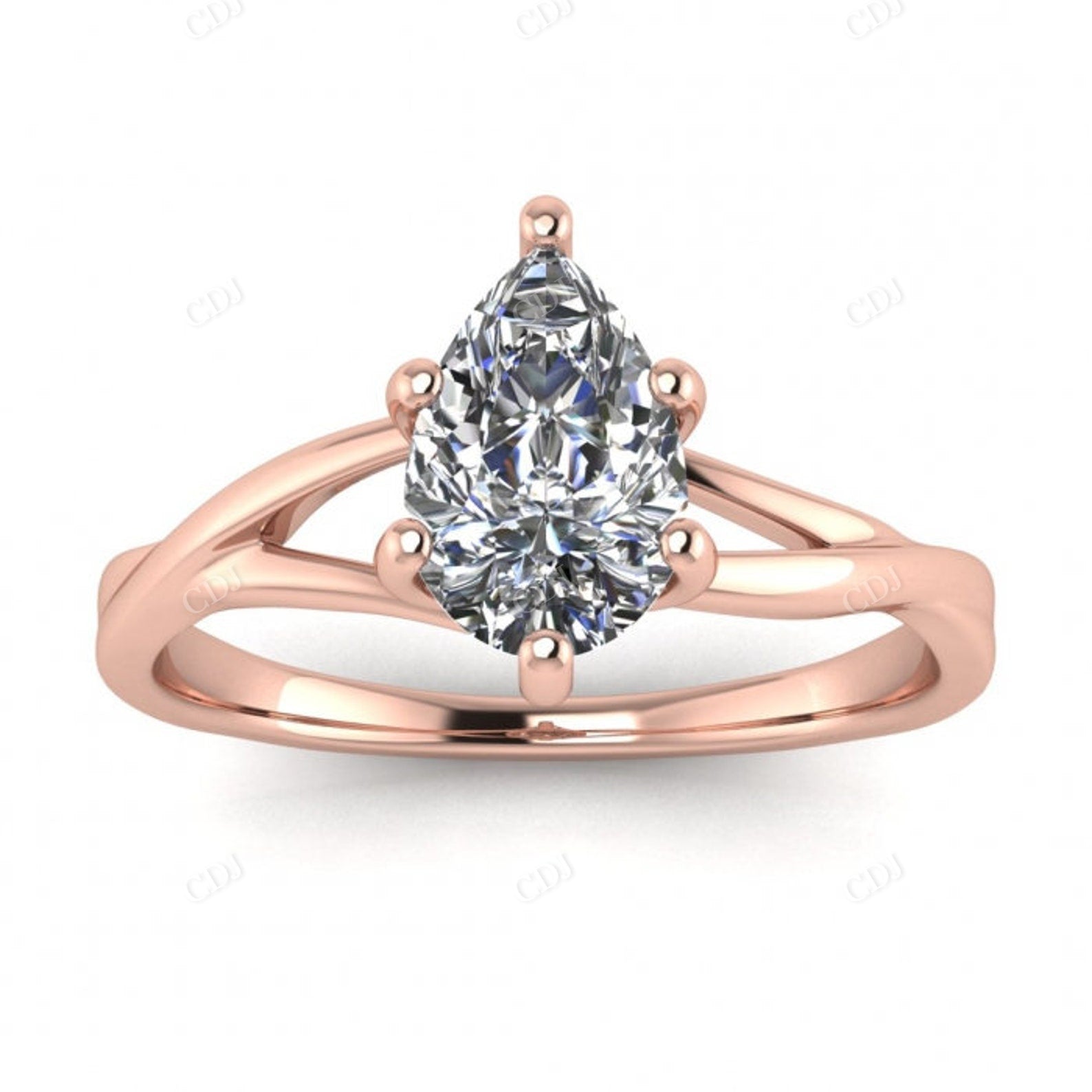 White Gold Twisted Band Pear Shaped Moissanite Engagement Ring  customdiamjewel 10KT Rose Gold VVS-EF