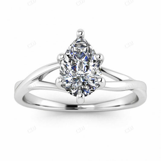 White Gold Twisted Band Pear Shaped Moissanite Engagement Ring  customdiamjewel 10KT White Gold VVS-EF