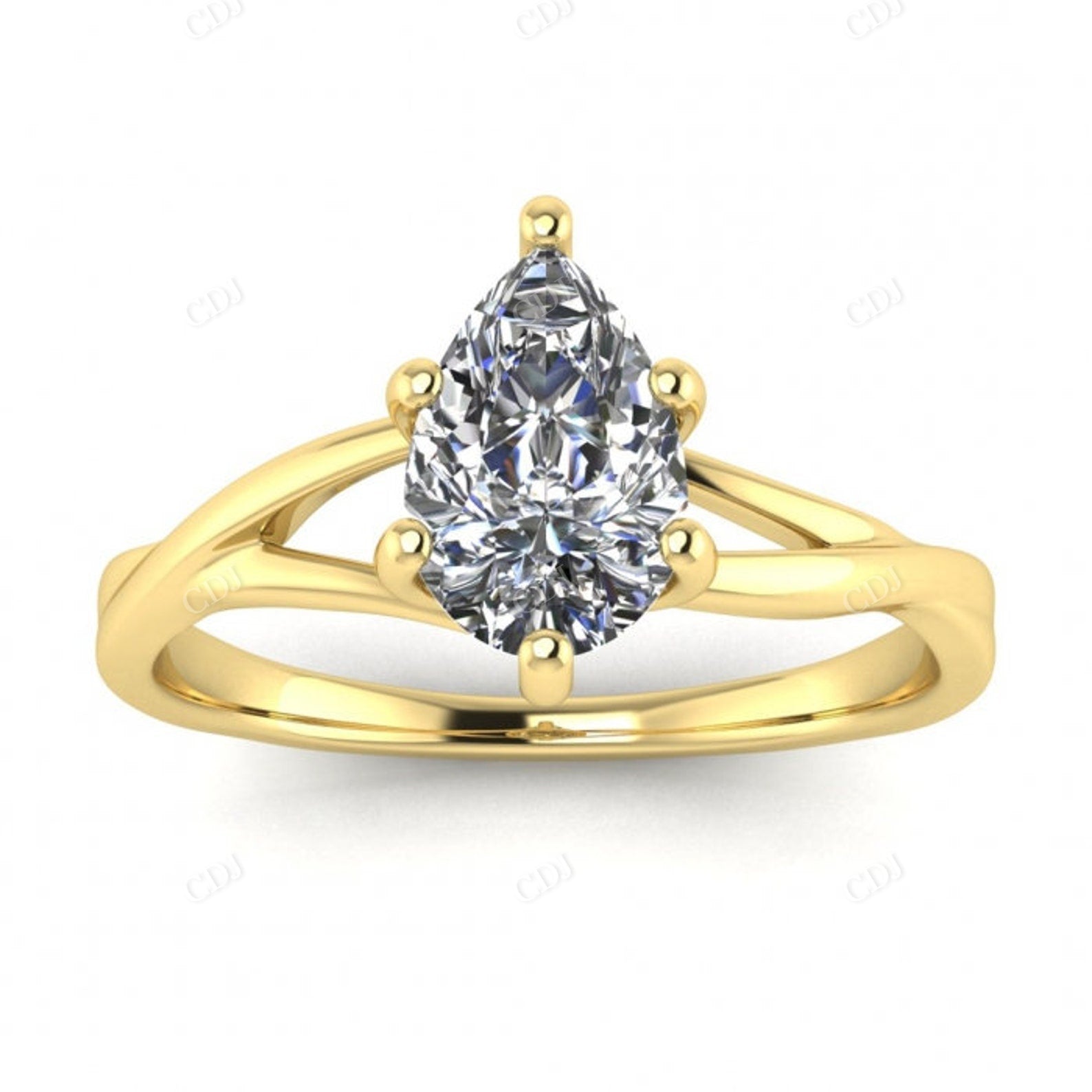 White Gold Twisted Band Pear Shaped Moissanite Engagement Ring  customdiamjewel 10KT Yellow Gold VVS-EF