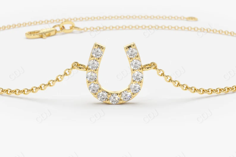 14k Gold Lucky Horse Shoe Charm Diamonds Bracelet  customdiamjewel   