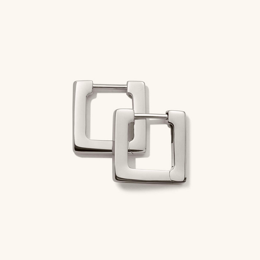 Square Shape Block Small Hoops 18K Yellow Gold Earrings  customdiamjewel Sterling Silver White Gold VVS-EF