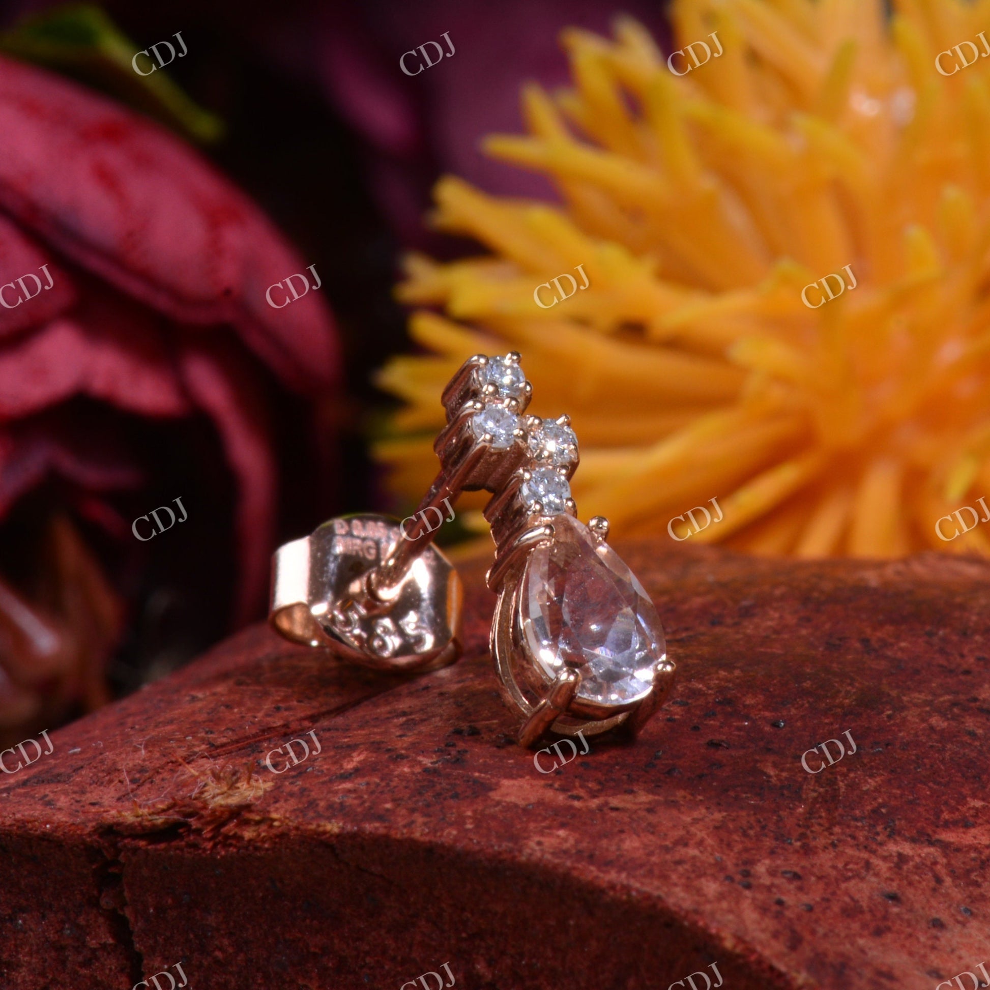 Morganite Stud Diamond Earrings  customdiamjewel   