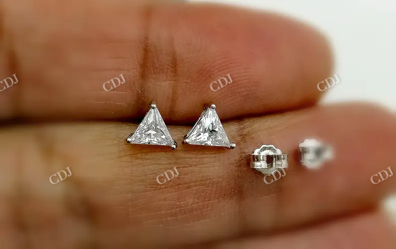 1.0CT Moissanite Triangle Diamond Stud Earrings  customdiamjewel   