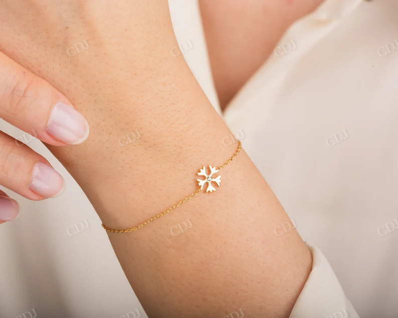 Minimalist Snowflake Moissanite Bracelet for Women  customdiamjewel   