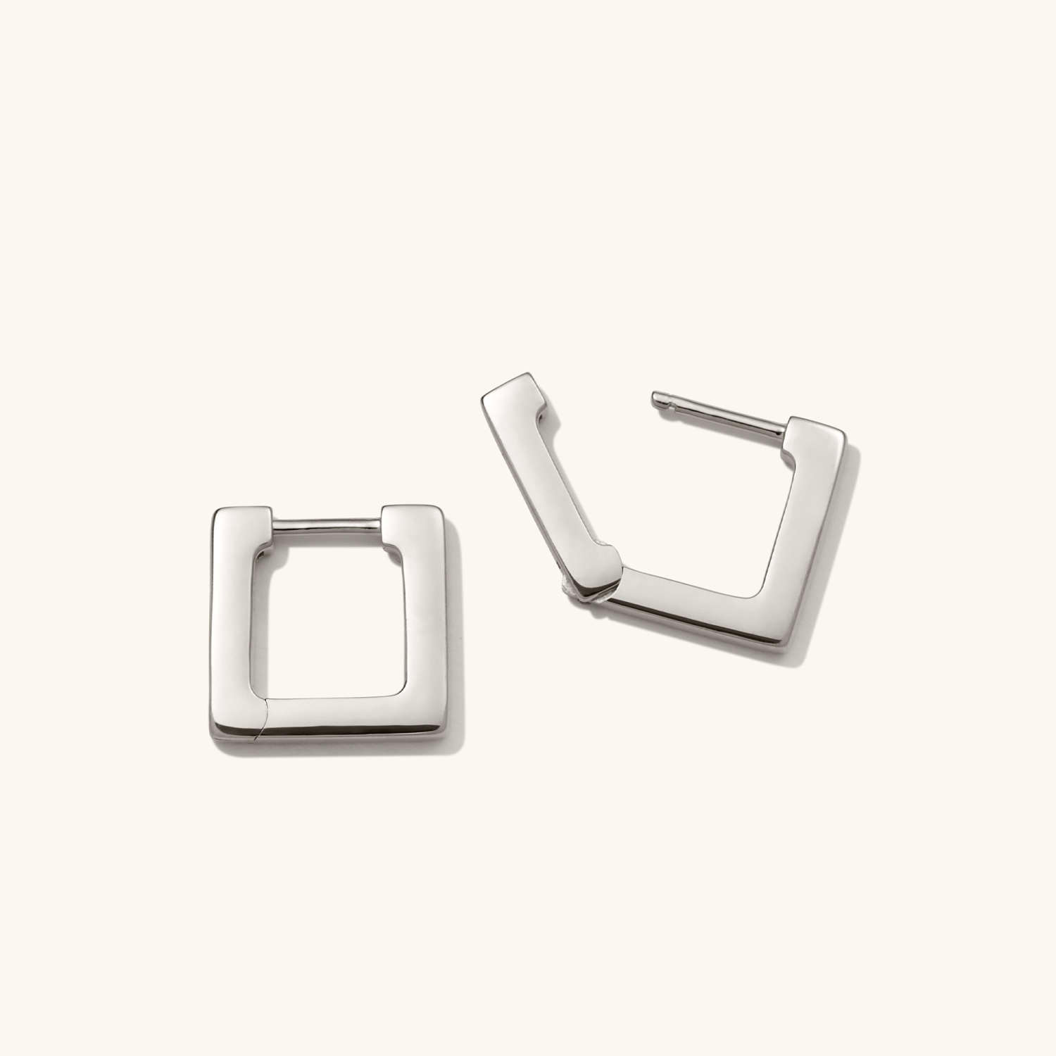 Square Shape Block Small Hoops 18K Yellow Gold Earrings  customdiamjewel   