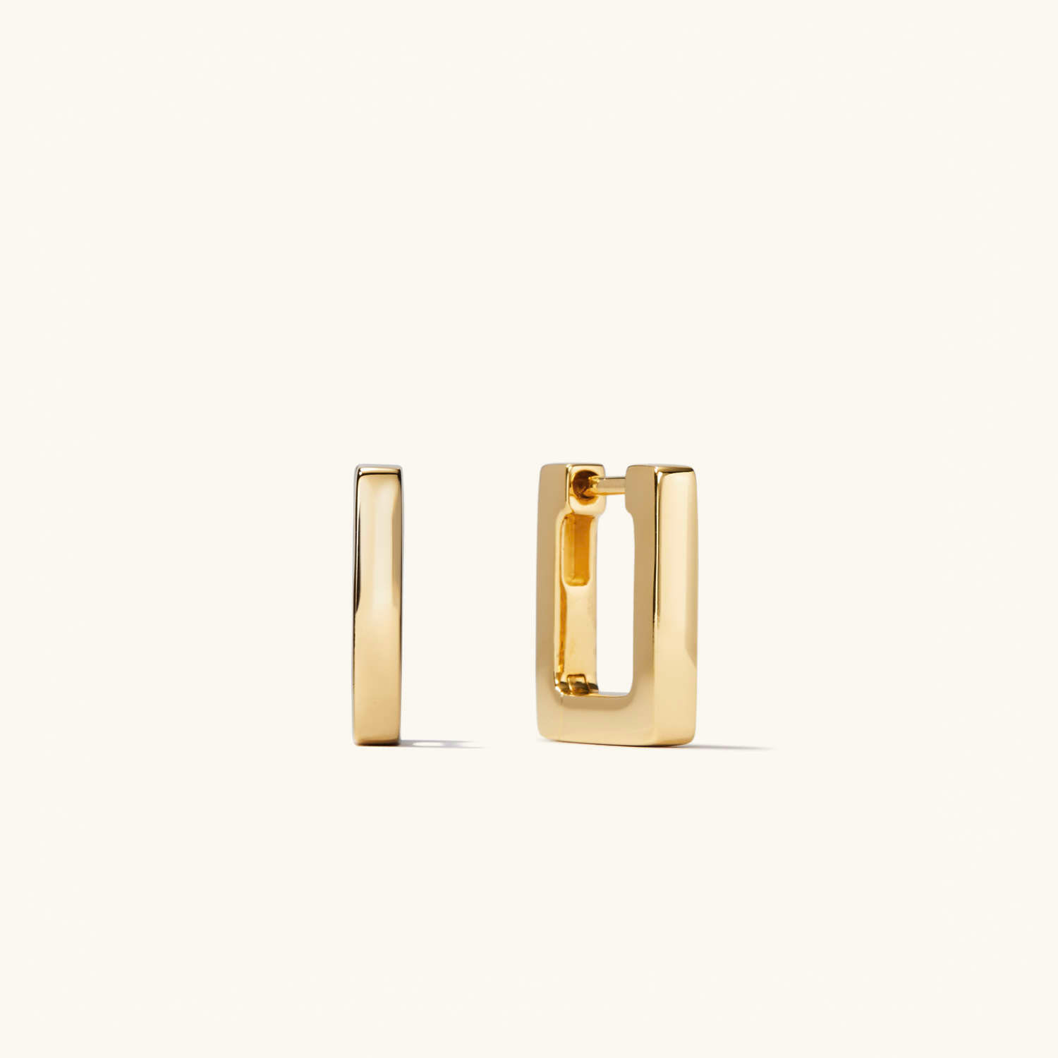 Square Block Small 14K Solid Gold Hoops Earrings  customdiamjewel 10 KT Solid Gold Yellow Gold VVS-EF