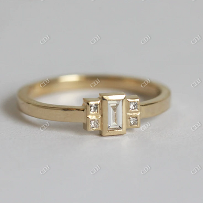 Baguette Cut Moissanite Dainty Engagement Ring  customdiamjewel 10KT Yellow Gold VVS-EF