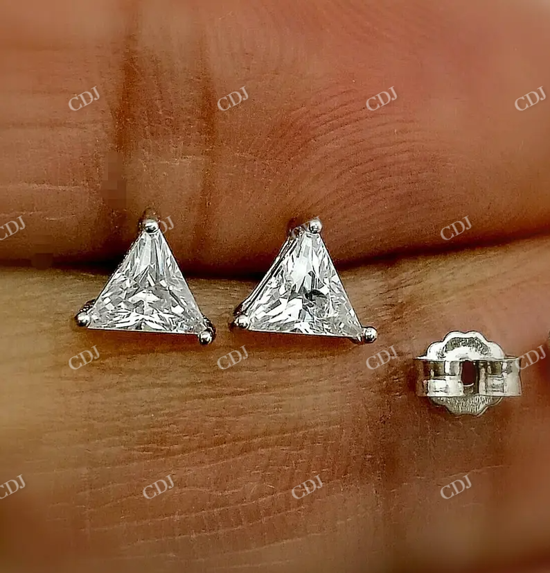 1.0CT Moissanite Triangle Diamond Stud Earrings  customdiamjewel   