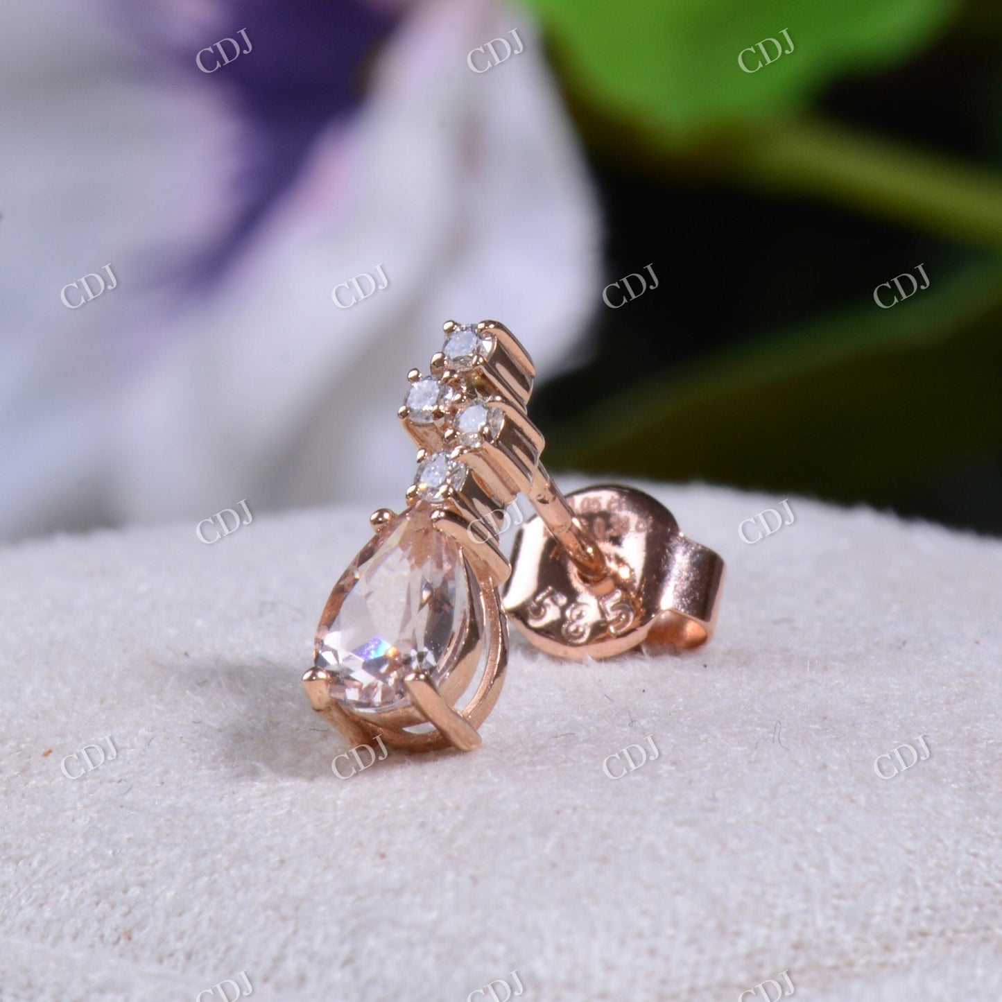 Morganite Stud Diamond Earrings  customdiamjewel   