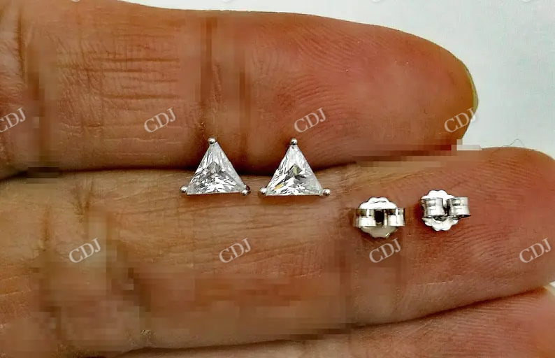 1.0CT Moissanite Triangle Diamond Stud Earrings  customdiamjewel   