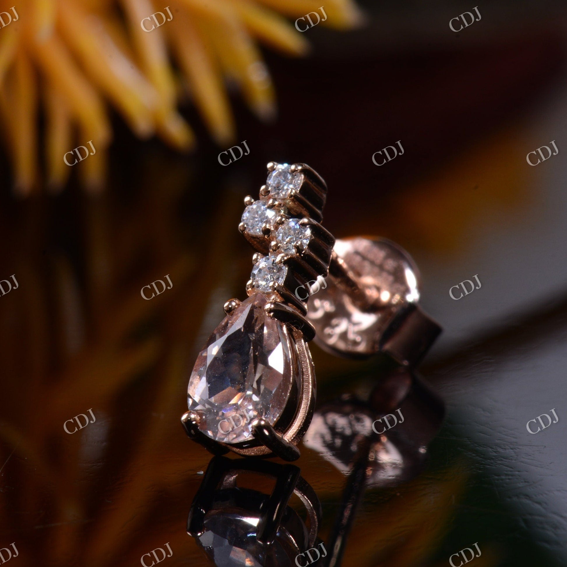 Morganite Stud Diamond Earrings  customdiamjewel   