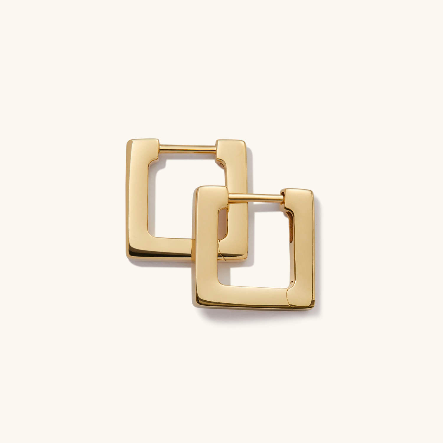 Square Shape Block Small Hoops 18K Yellow Gold Earrings  customdiamjewel Sterling Silver Yellow Gold VVS-EF