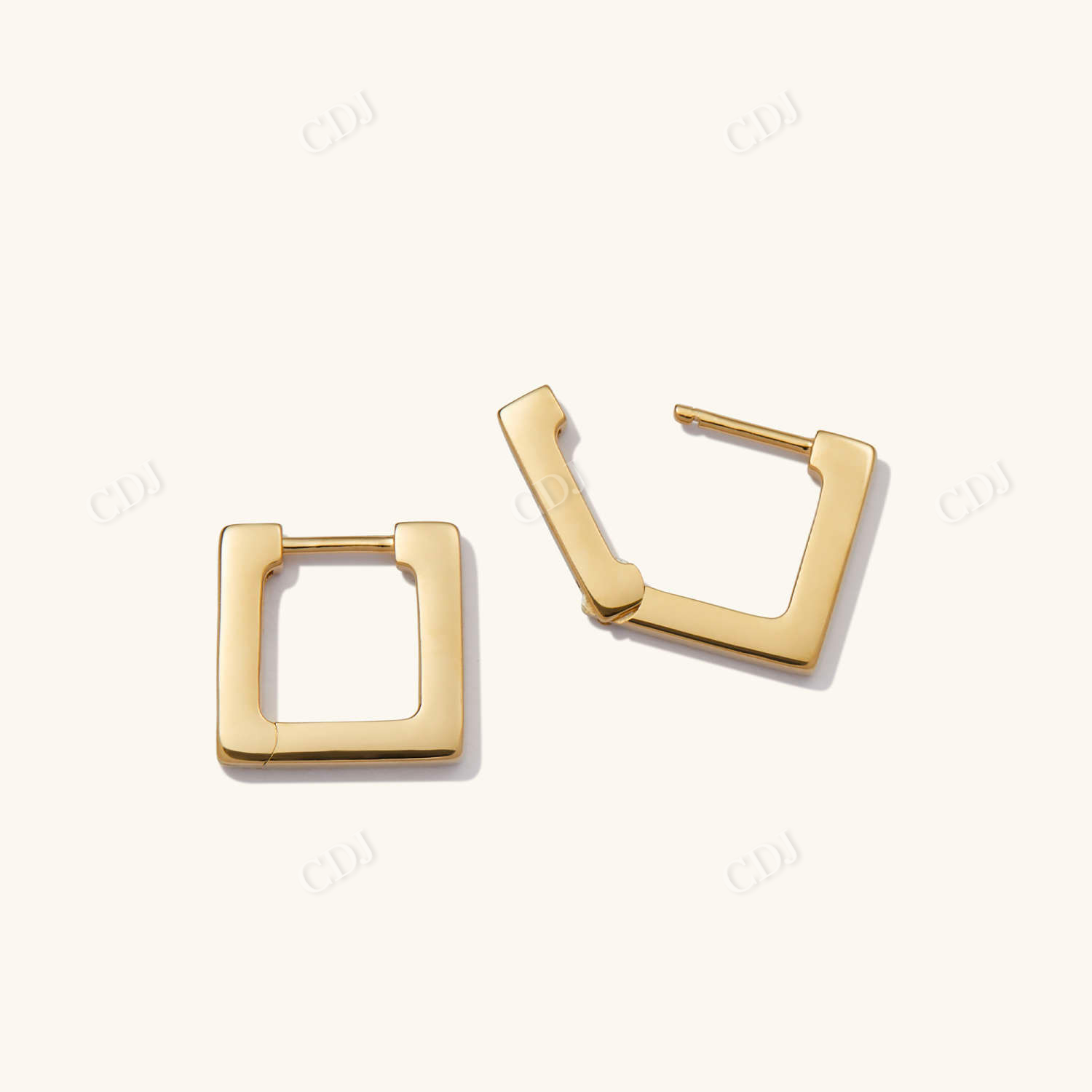 Gold Small Square Hoop Earrings  customdiamjewel   