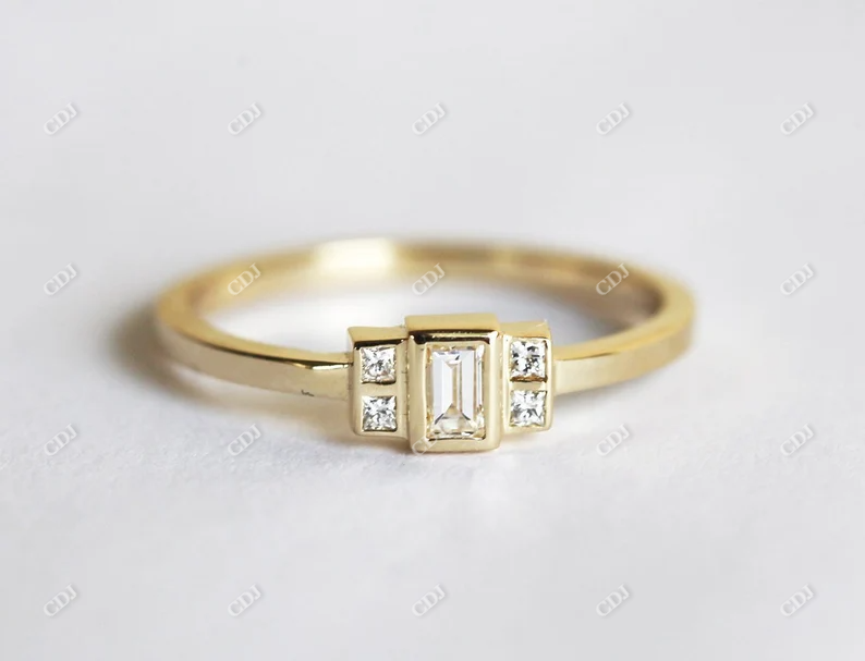 Baguette Cut Moissanite Dainty Engagement Ring  customdiamjewel   