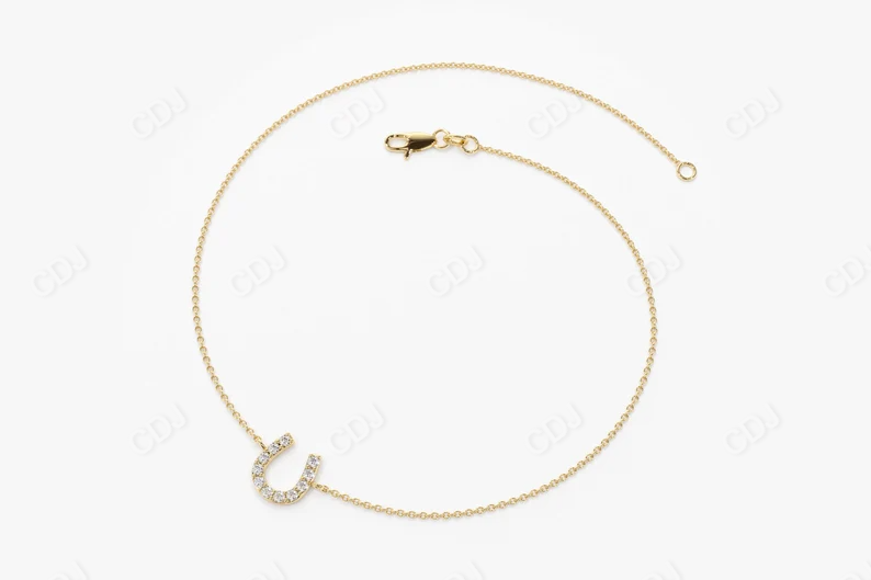 14k Gold Lucky Horse Shoe Charm Diamonds Bracelet  customdiamjewel   