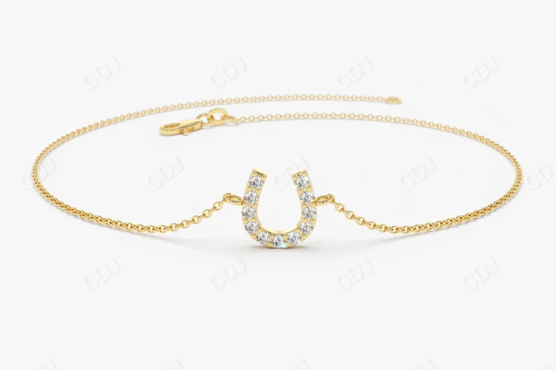 14k Gold Lucky Horse Shoe Charm Diamonds Bracelet  customdiamjewel 10 KT Solid Gold Yellow Gold VVS-EF