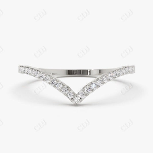 0.14 CTW Lab Grown Diamond Chevron Wedding Band  customdiamjewel 10KT White Gold VVS-EF