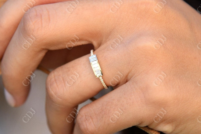 0.46CTW Lab Grown Baguette And Round Diamond Wedding Band  customdiamjewel   