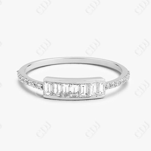 0.46CTW Lab Grown Baguette And Round Diamond Wedding Band  customdiamjewel Sterling Silver White Gold VVS-EF