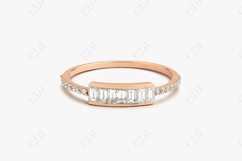 0.46CTW Lab Grown Baguette And Round Diamond Wedding Band  customdiamjewel Sterling Silver Rose Gold VVS-EF