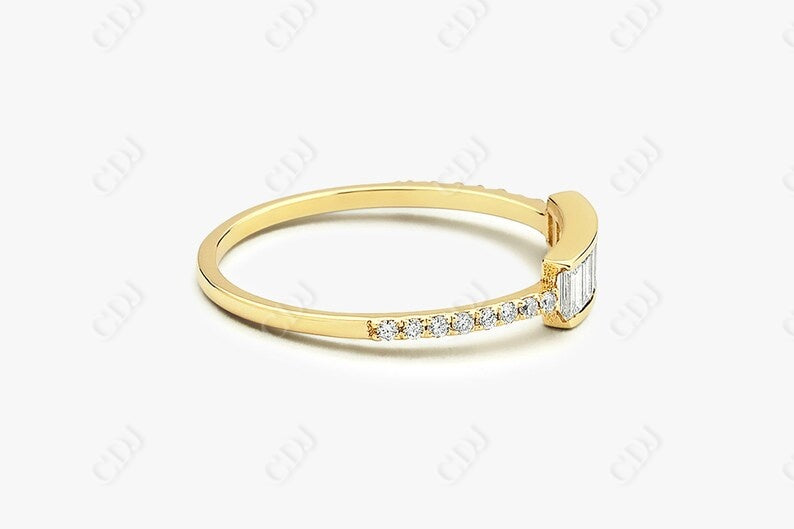 0.46CTW Lab Grown Baguette And Round Diamond Wedding Band  customdiamjewel   