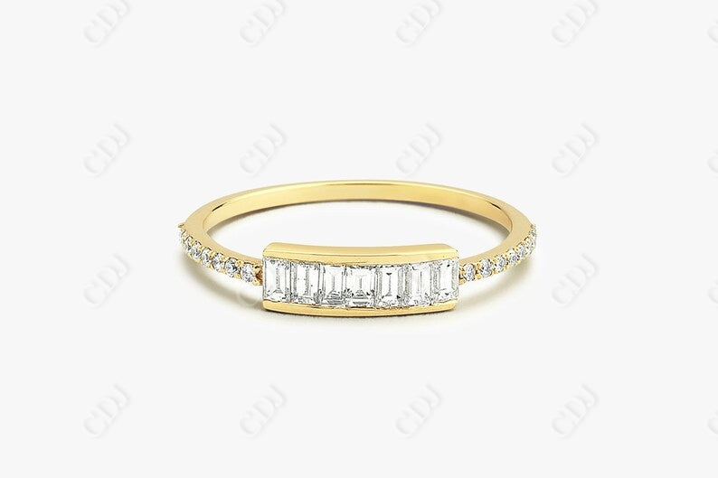 0.46CTW Lab Grown Baguette And Round Diamond Wedding Band  customdiamjewel Sterling Silver Yellow Gold VVS-EF