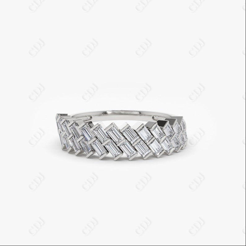 0.55CTW Lab Grown Baguette Diamond Wedding Band  customdiamjewel Sterling Silver White Gold VVS-EF