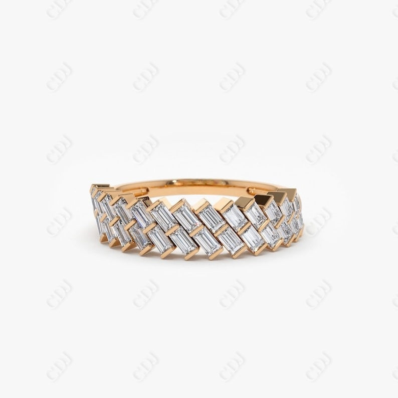 0.55CTW Lab Grown Baguette Diamond Wedding Band  customdiamjewel Sterling Silver Rose Gold VVS-EF