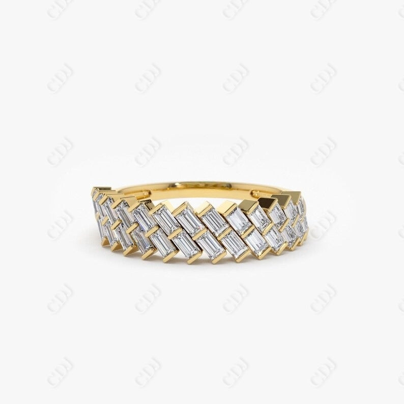 0.55CTW Lab Grown Baguette Diamond Wedding Band  customdiamjewel Sterling Silver Yellow Gold VVS-EF