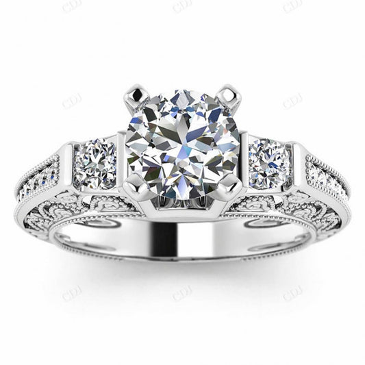 White Gold Vintage Unique Micro Pave Moissanite Ring  customdiamjewel 10KT White Gold VVS-EF