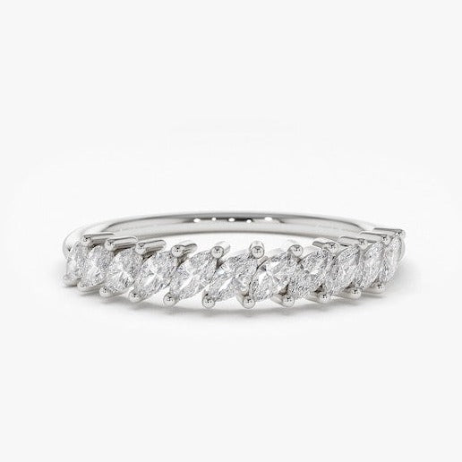 0.40CTW Marquise Cut Natural Diamond Half Eternity Wedding Band  customdiamjewel 10 KT Solid Gold White Gold VVS-EF