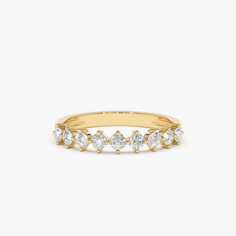 0.55CTW Natural Diamond 14K Solid Gold Half Eternity Band  customdiamjewel 10 KT Solid Gold Yellow Gold VVS-EF