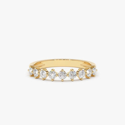 0.55CTW Natural Diamond 14K Solid Gold Half Eternity Band  customdiamjewel 10 KT Solid Gold Yellow Gold VVS-EF