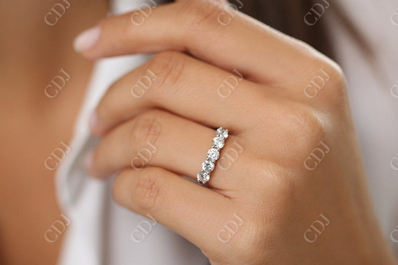 1.00CTW Lab Grown Diamond 5 Stone Round Wedding Band  customdiamjewel   