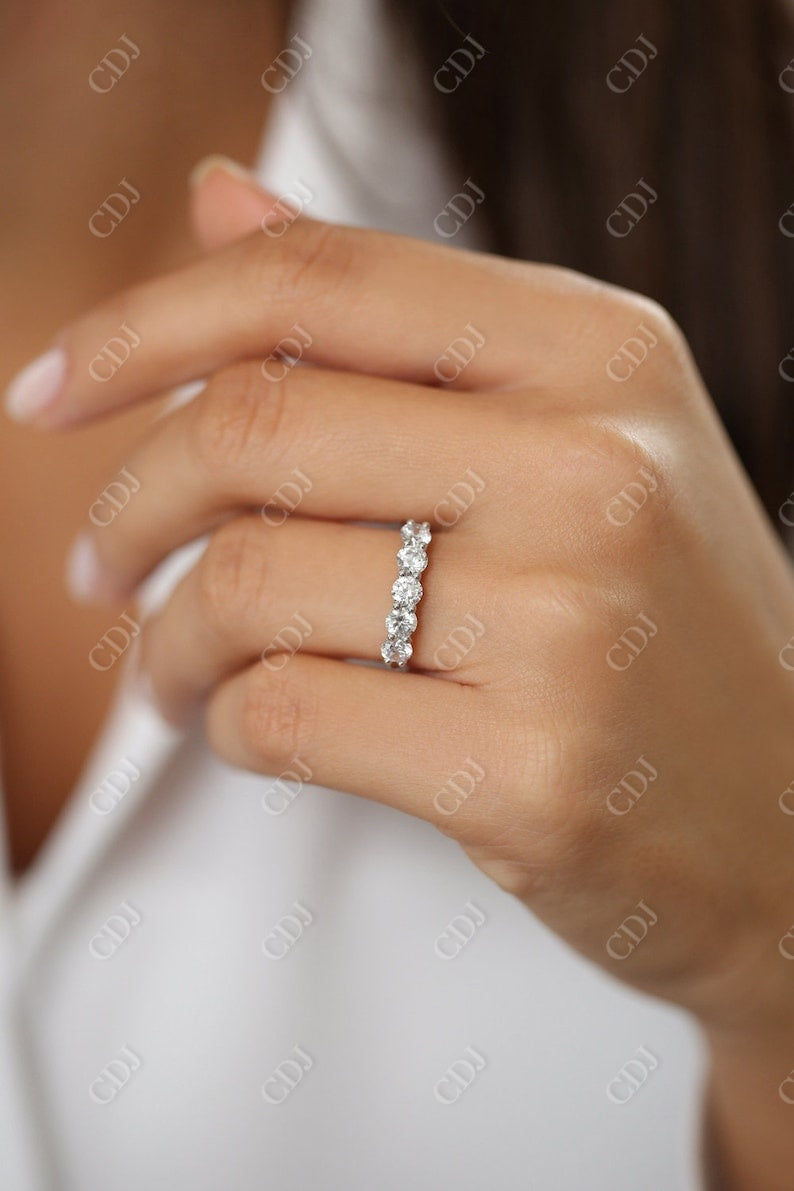 1.00CTW Lab Grown Diamond 5 Stone Round Wedding Band  customdiamjewel   