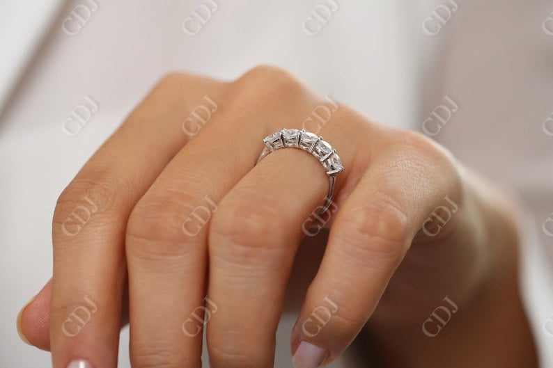 1.00CTW Lab Grown Diamond 5 Stone Round Wedding Band  customdiamjewel   