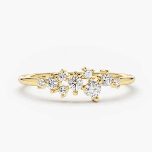 0.30CTW Cluster Lab Grown Diamonds Stackable Wedding Band  customdiamjewel 10KT Yellow Gold VVS-EF