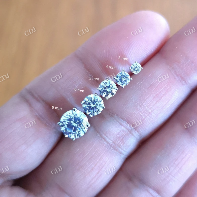 Moissanite Stud Round Diamond Earrings  customdiamjewel   