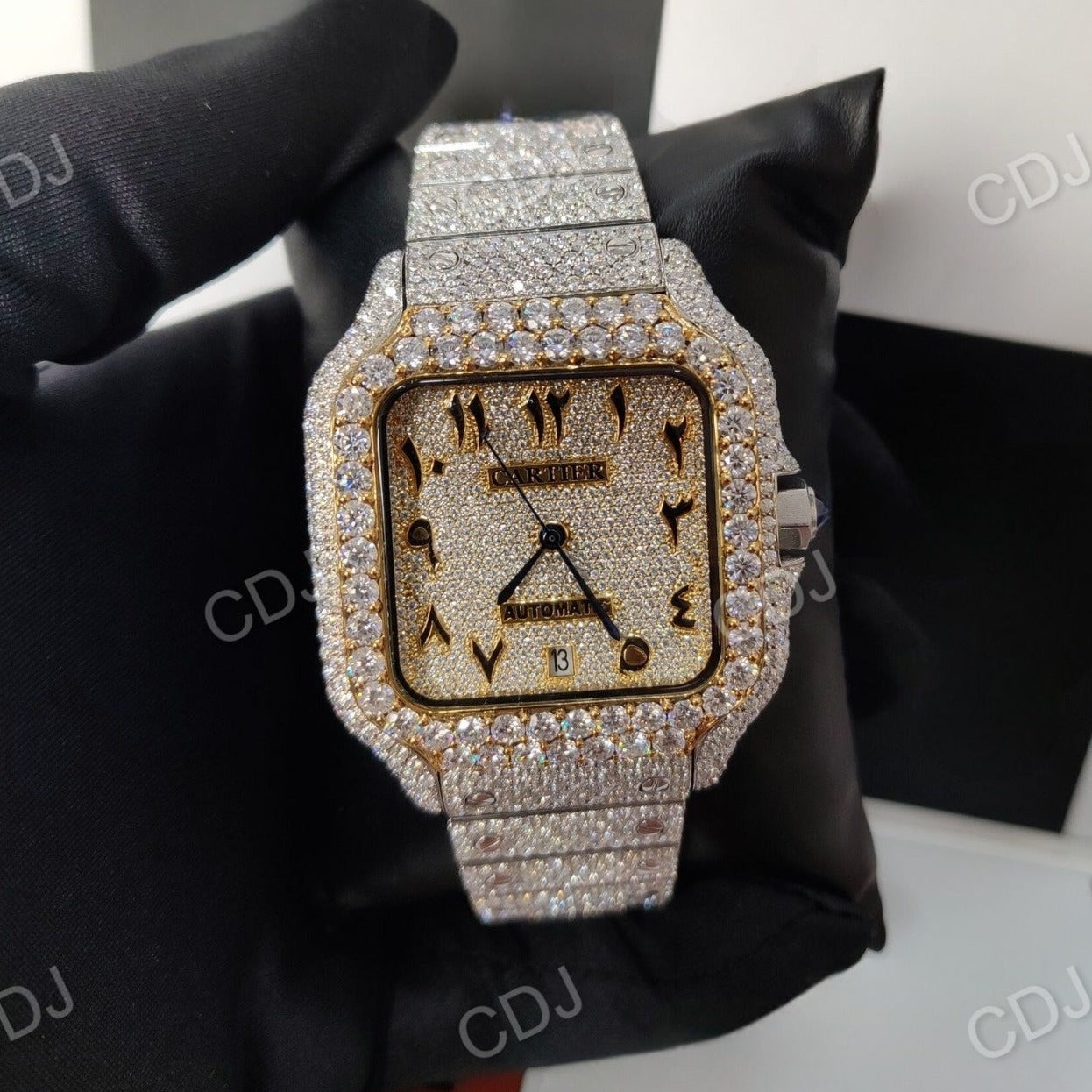 Custom Moissanite Stainless Steel Luxury Watch  customdiamjewel   