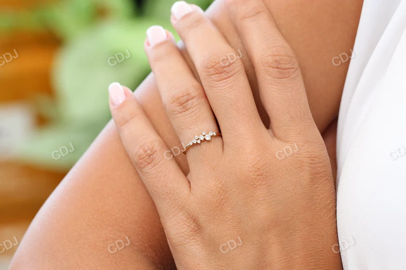 Dainty Cluster Diamond Stackable Wedding Band  customdiamjewel   