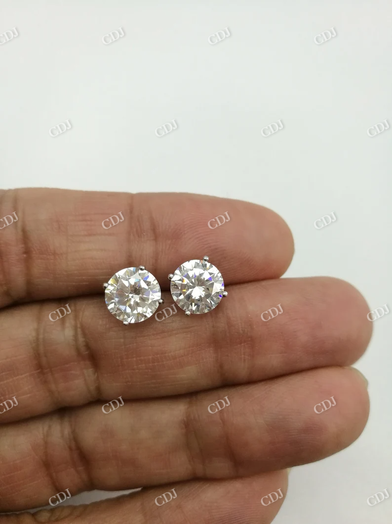 Moissanite Stud Round Diamond Earrings  customdiamjewel   