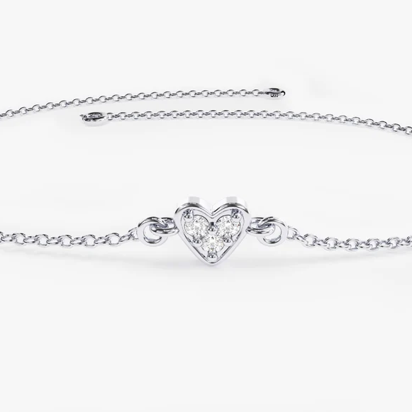 Tiny Moissanite Heart Shape Bracelet  customdiamjewel Sterling Silver White Gold VVS-EF