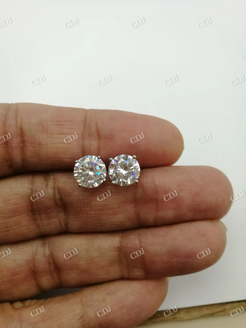 Moissanite Stud Round Diamond Earrings  customdiamjewel   