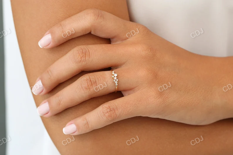 Dainty Cluster Diamond Stackable Wedding Band  customdiamjewel   