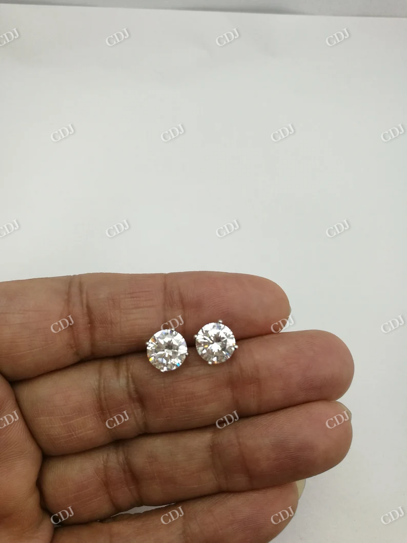 Moissanite Stud Round Diamond Earrings  customdiamjewel   