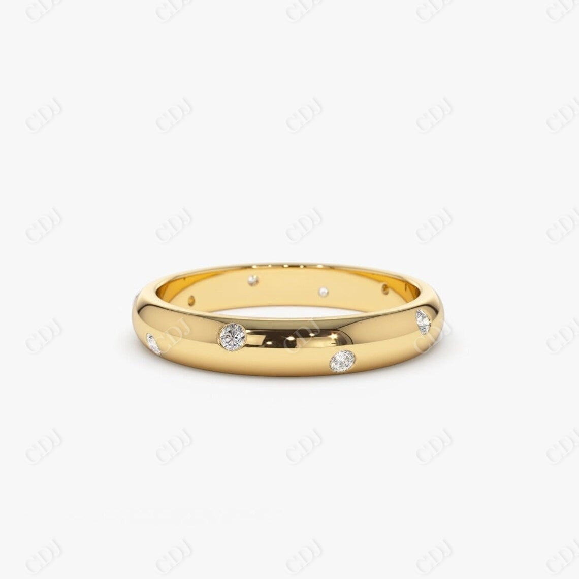 0.13 CTW Burnish Setting Lab Grown Diamond Wedding Band  customdiamjewel 10KT Yellow Gold VVS-EF